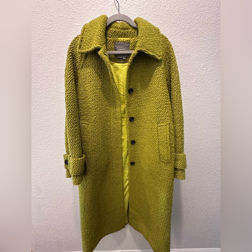 Anthro Chartreuse Bouclé Overcoat